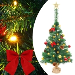 Albero di Natale Preilluminato con Palline Verde 64 cm