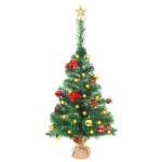 Albero di Natale Preilluminato con Palline Verde 64 cm