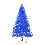 Albero di Natale Artificiale a Metà con Supporto Blu 180 cm PVC