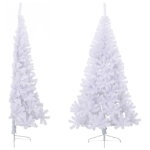 Albero di Natale Artificiale Metà con Supporto Bianco 210cm PVC