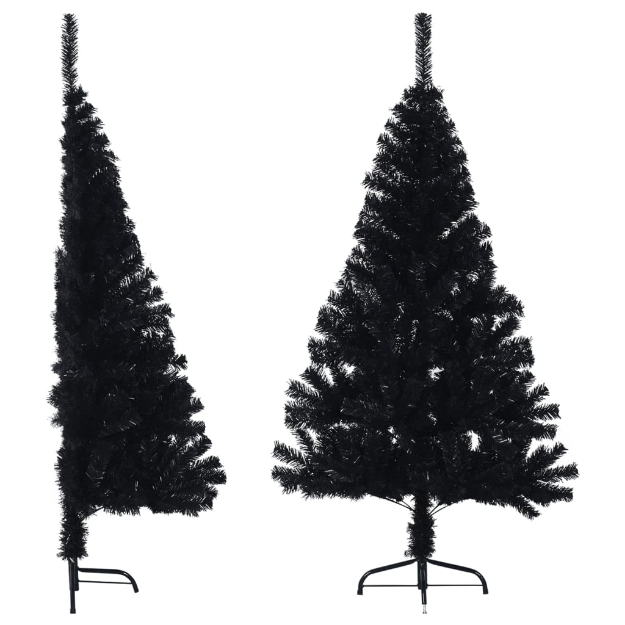 Albero di Natale Artificiale a Metà con Base Nero 120 cm PVC