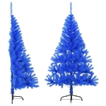 Albero di Natale Artificiale a Metà con Supporto Blu 120 cm PVC