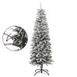 Albero Natale Artificiale Sottile Neve Floccata 150cm PVC e PE