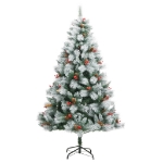 Albero Natale Artificiale Incernierato con Pigne e Bacche 180cm