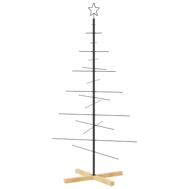 Albero di Natale in Metallo con Base in Legno Nero 150 cm