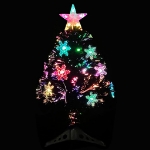 Albero di Natale con Fiocchi di Neve LED Nero 64cm Fibra Ottica