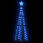 Albero di Natale a Cono Decorato Blu con 84 LED 50x150 cm