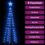 Albero di Natale a Cono Decorato Blu con 84 LED 50x150 cm