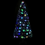 Albero Natale con Fiocchi di Neve a LED Nero 150cm Fibra Ottica