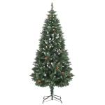 Albero di Natale Artificiale Pigne e Brillantini Bianchi 180 cm