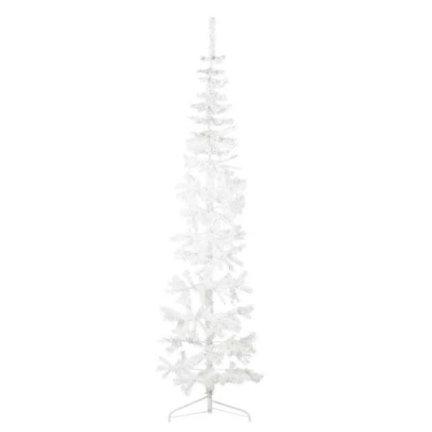 Albero Natale Artificiale Sottile a Metà Supporto Bianco 210 cm