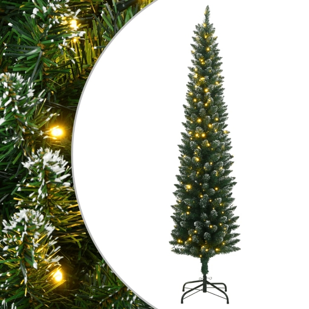 Albero di Natale Artificiale Sottile con 300 LED 210 cm