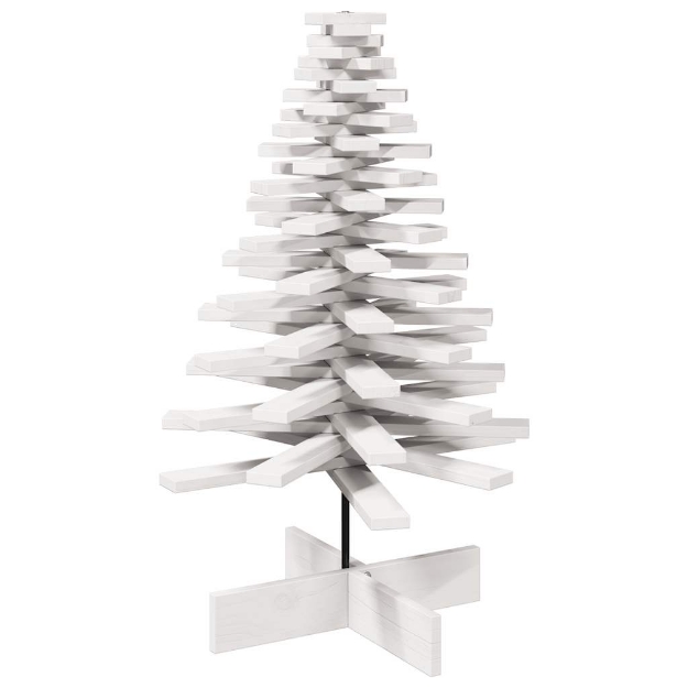 Albero di Natale Decorativo Bianco 100 cm in Legno di Pino