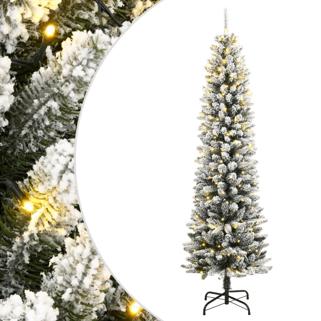 Albero di Natale Artificiale con 150 LED e Neve Fioccata 120 cm