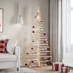 Albero di Natale Decorativo in Legno 180 cm Legno Massello Pino