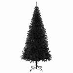 Albero di Natale Artificiale Sottile con Base Nero 210 cm PVC