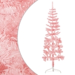 Albero Natale Artificiale Sottile a Metà e Supporto Rosa 120 cm