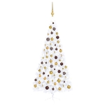 Set Albero Natale Artificiale a Metà LED Palline Bianco 210cm