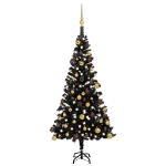 Albero di Natale Preilluminato con Palline Nero 120 cm PVC