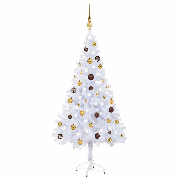 Albero di Natale Preilluminato con Palline 150 cm 380 Rami