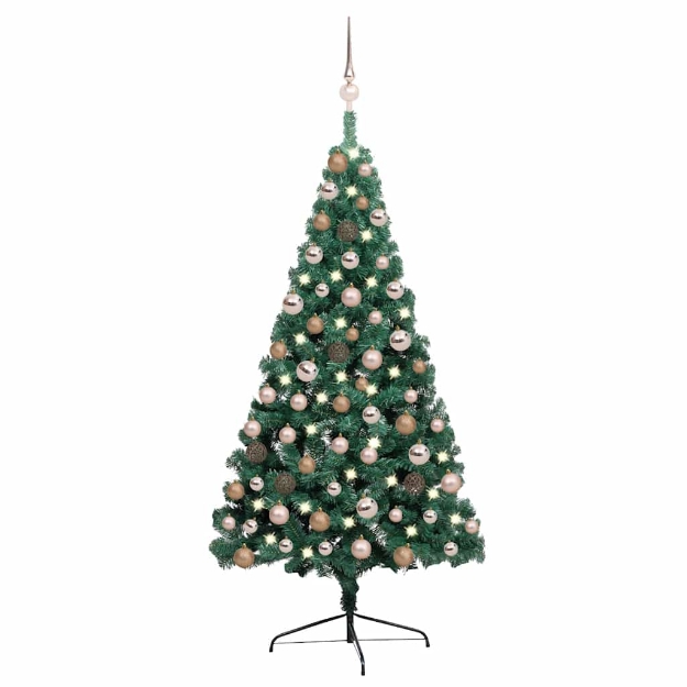 Albero di Natale Preilluminato con Supporto Verde 120 cm PVC