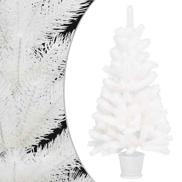 Albero di Natale Preilluminato con Palline Bianco 90 cm