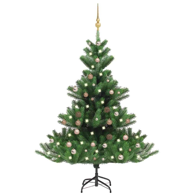 Albero Natale Artificiale Nordmann LED Palline Verde 180 cm