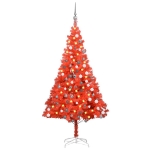 Albero di Natale Preilluminato con Palline Rosso 180 cm PVC