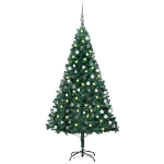 Albero di Natale Preilluminato con Palline Verde 180 cm PVC