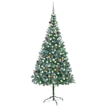 Albero di Natale Preilluminato con Palline e Pigne 210 cm