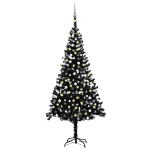 Albero di Natale Preilluminato con Palline Nero 240 cm PVC