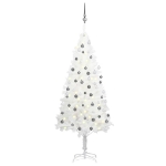 Albero di Natale Preilluminato con Palline Bianco 180 cm