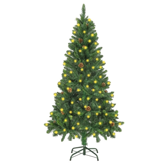 Albero di Natale Preilluminato con Pigne 150 cm