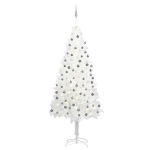 Albero di Natale Preilluminato con Palline Bianco 240 cm PVC