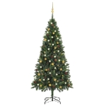 Albero di Natale Preilluminato con Palline Verde 180 cm