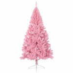 Albero di Natale Artificiale a Metà con Supporto Rosa 180cm PVC