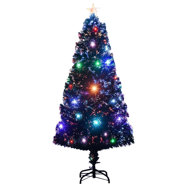 Albero di Natale Preilluminato con Supporto 120 cm Fibra Ottica