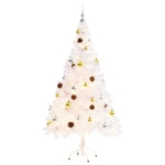 Albero di Natale Preilluminato con Palline Bianco 150 cm