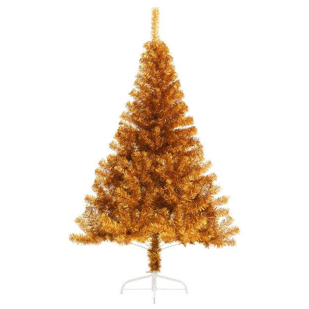 Albero di Natale Artificiale a Metà con Supporto Oro 150 cm PET