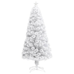 Albero Natale Preilluminato Bianco 150 cm in Fibra Ottica