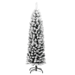 Albero di Natale Sottile con Neve Fioccata Verde 120 cm PVC