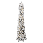 Albero di Natale Artificiale con 130 LED e Neve Floccata 210 cm