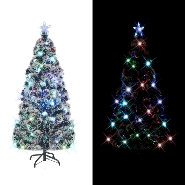 Albero di Natale Preilluminato con Supporto 210 cm Fibra Ottica