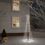 Albero di Natale con Puntale Bianco Freddo 108 LED 180 cm