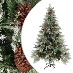 Albero di Natale con Pigne Verde e Bianco 120 cm in PVC e PE