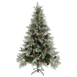 Albero di Natale con Pigne Verde e Bianco 120 cm in PVC e PE