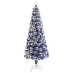 Albero Natale Preilluminato Bianco e Blu 240 cm in Fibra Ottica