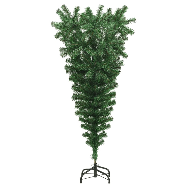 Albero di Natale Artificiale Capovolto con Supporto Verde 120 cm PVC