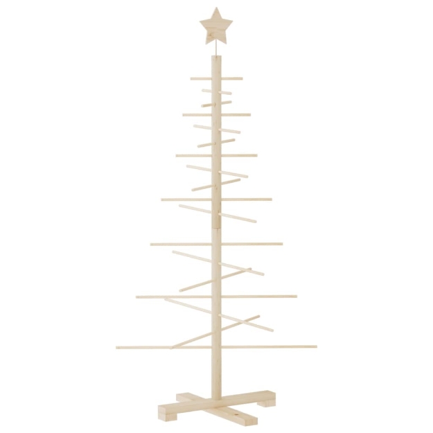 Albero di Natale Decorativo in Legno 125 cm Legno Massello Pino