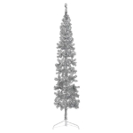 Albero Natale Artificiale Sottile a Metà Supporto Argento 210cm